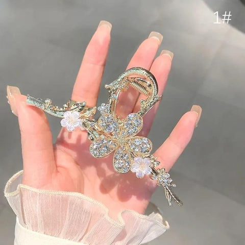 Elegant Crystal Floral Hair Claw Clip