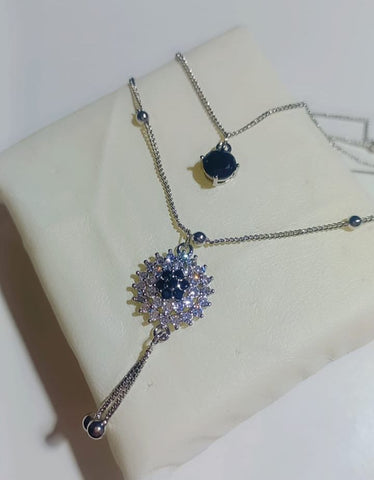 Blucome Vintage Turkish Jewelry Sets black Flower Pendant Princess necklace