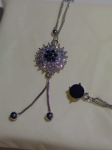 Blucome Vintage Turkish Jewelry Sets black Flower Pendant Princess necklace