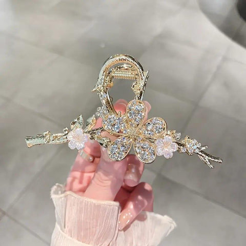 Elegant Crystal Floral Hair Claw Clip