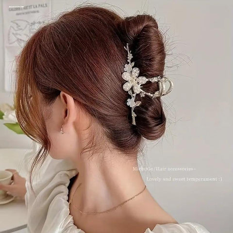 Elegant Crystal Floral Hair Claw Clip