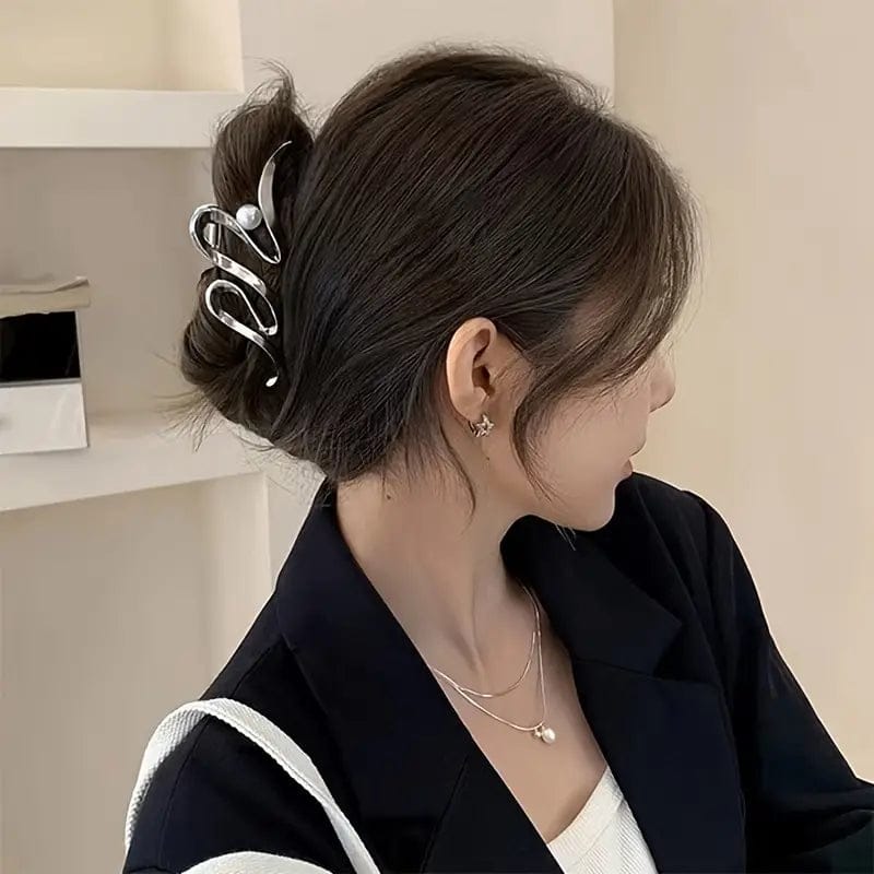 Elegant Gold/Silver Geometric Metal Hair Claw – Vintage Hair Clip for Women & Girls