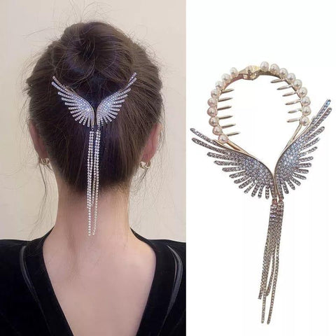Angel Wings Rhinestone Hair Clip